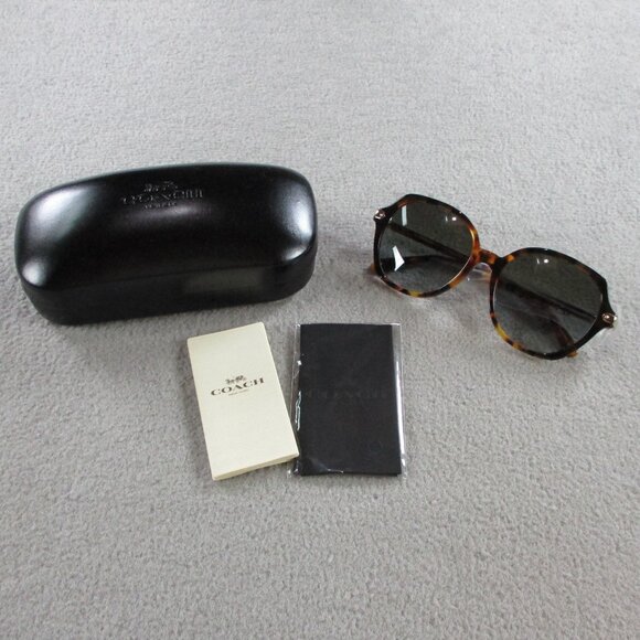 COACH Sunglasses Honey Tortoise Black Gradient 577613 55/18 Round Full Rim - Picture 2 of 4
